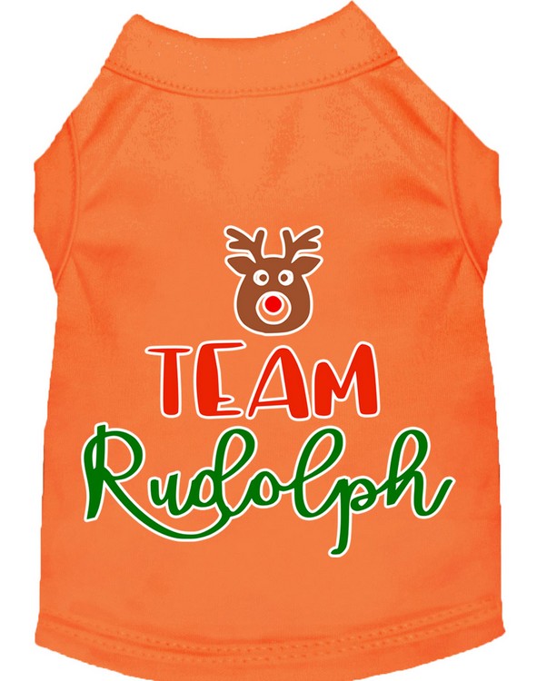 Team Rudolph Screen Print Dog Shirt Orange XXL